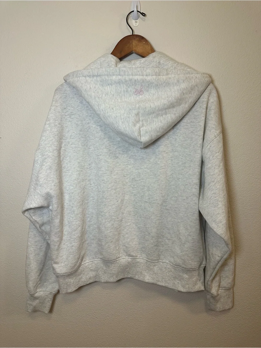 LoveShackFancy Light Gray Hoodie with Pink & Red Dog Applique